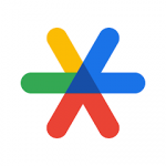 Google Authenticator icon. Three V's intersecting at their point creating a star shape. Coloured using Google's 4 colour scheme (red, blue, yellow, green)
