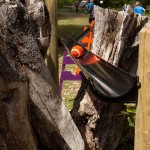 Ball run using guttering and tennis balls