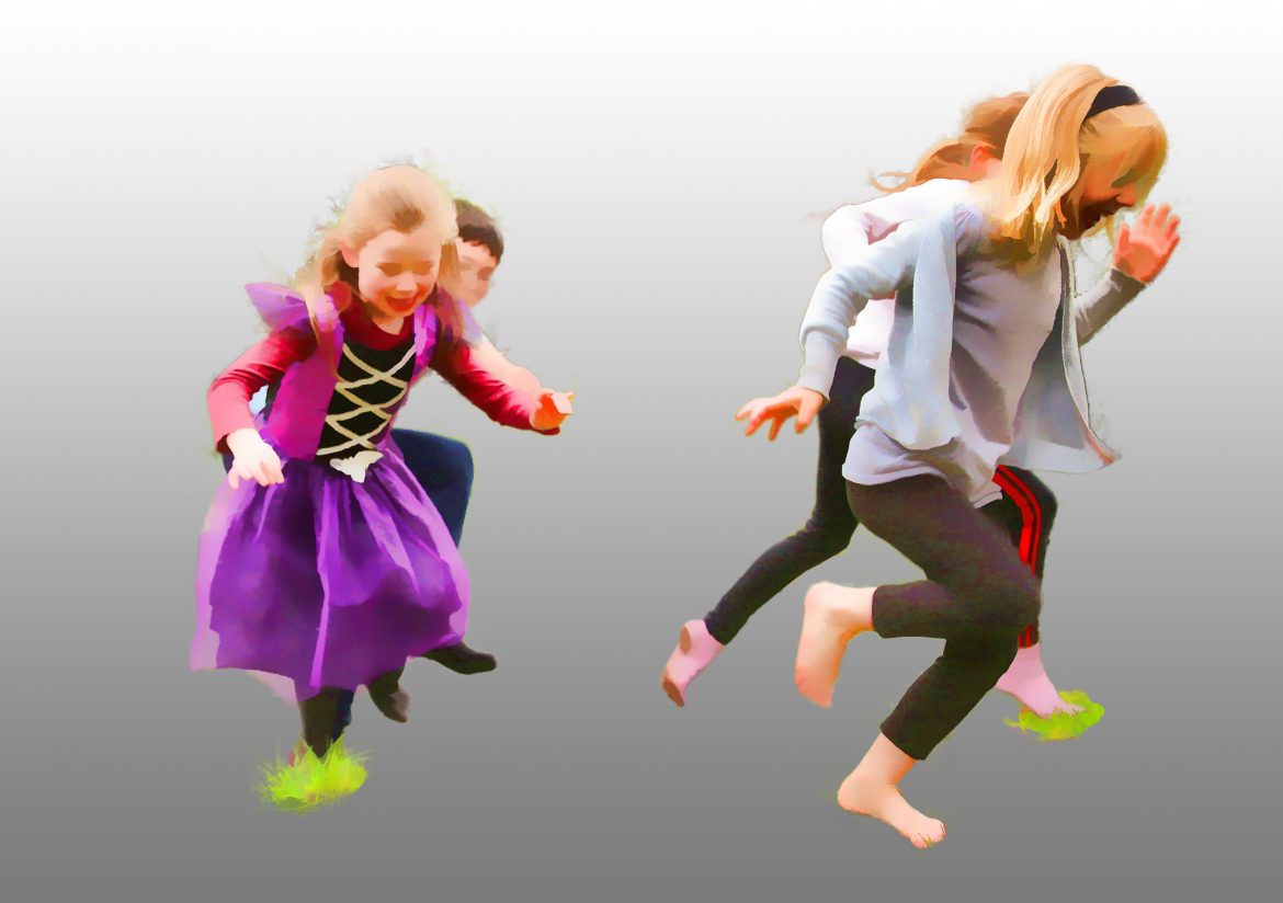 Children playing, being chased