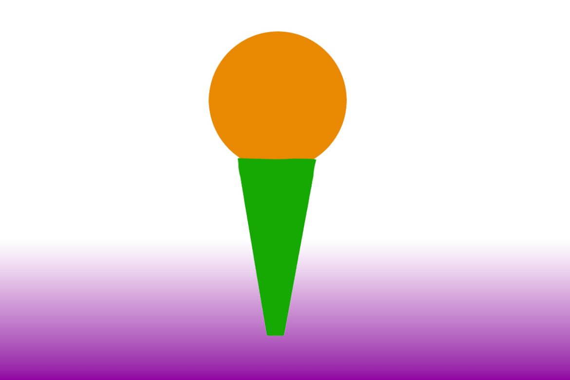 simple image of a ball sitting in an upturned cone, looking like an icecream in a cone.