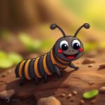 Cartoon style millipede or centipede.