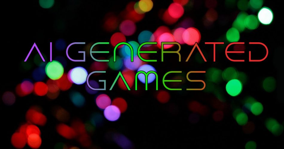 Text "AI generated games" over a photo deliberately out of focus of lots of random points of light in different colours.